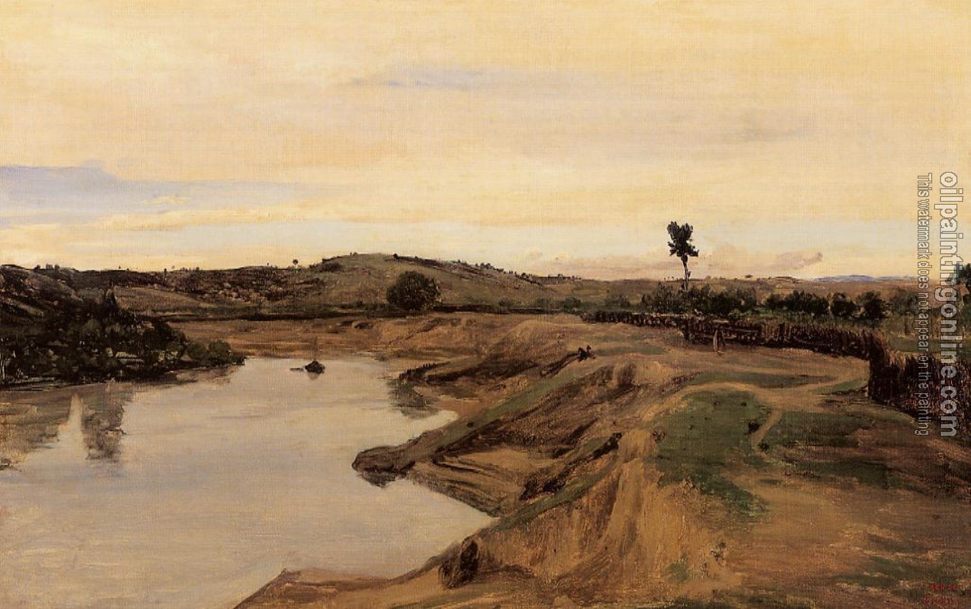 Corot, Jean-Baptiste-Camille - The Poussin Promenade( Roman Campagna)